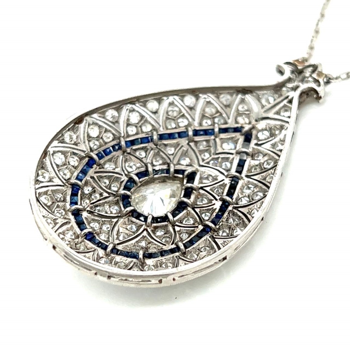 Diamond, Sapphire and Platinum Necklace