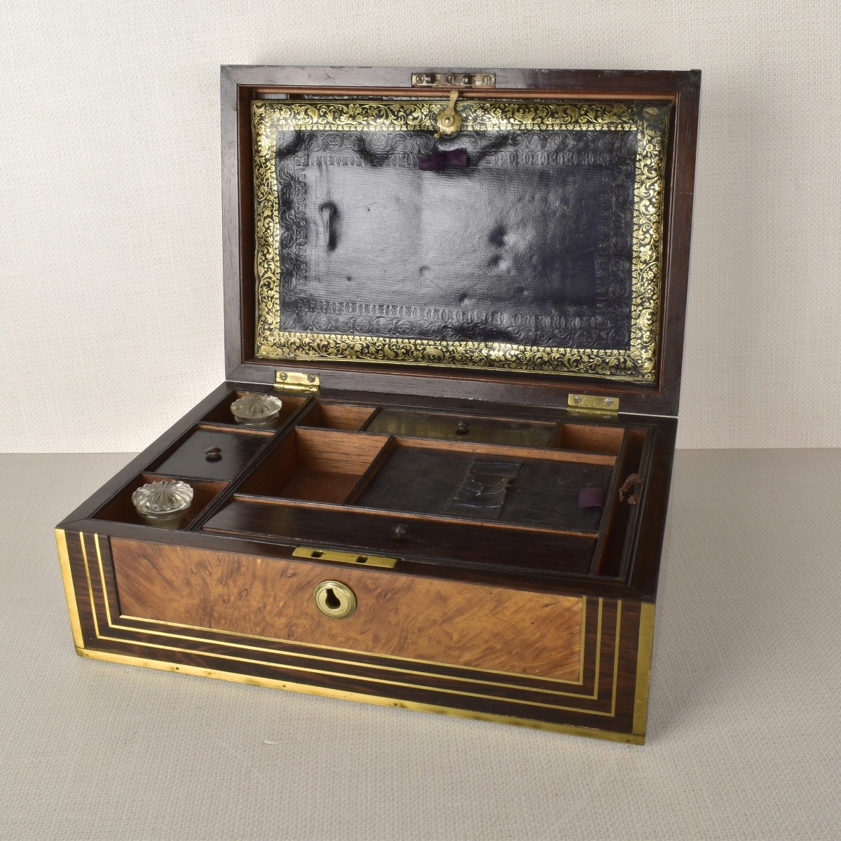 Victorian Brass Inlaid Writing Box