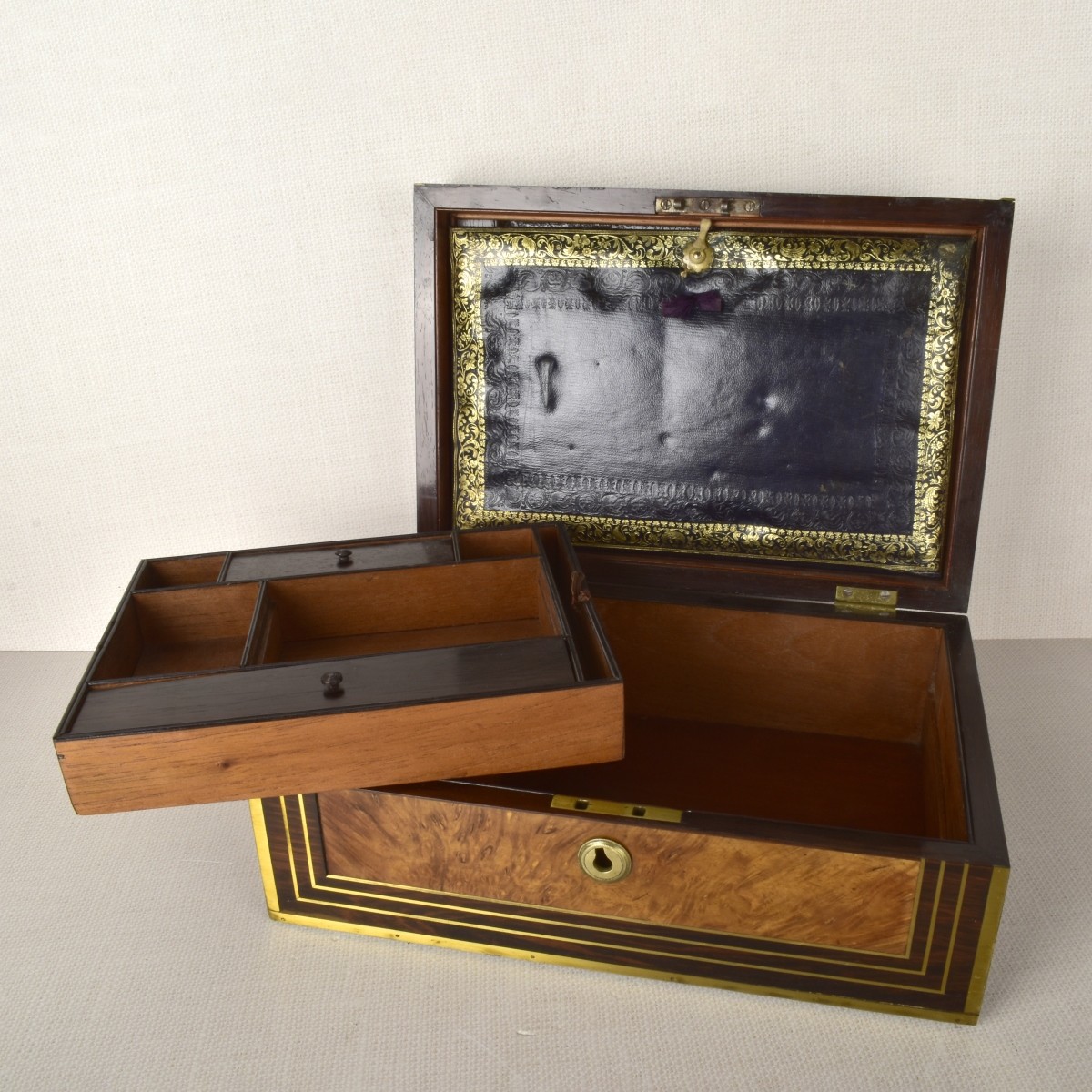 Victorian Brass Inlaid Writing Box