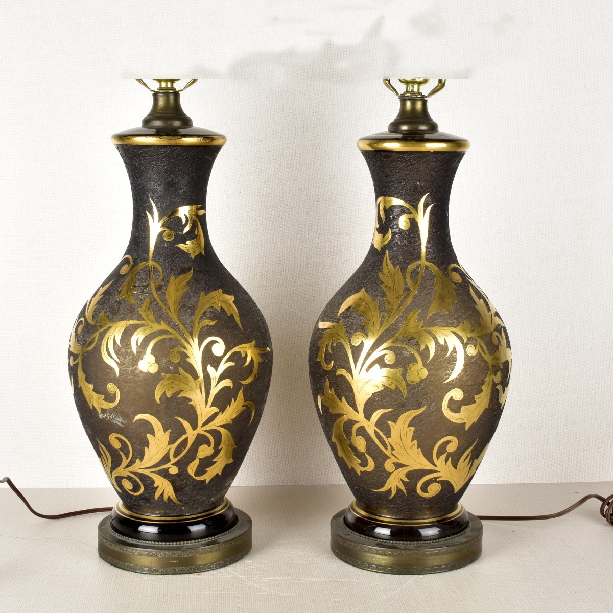 Pair of Fugre Taube Cameo Lamps