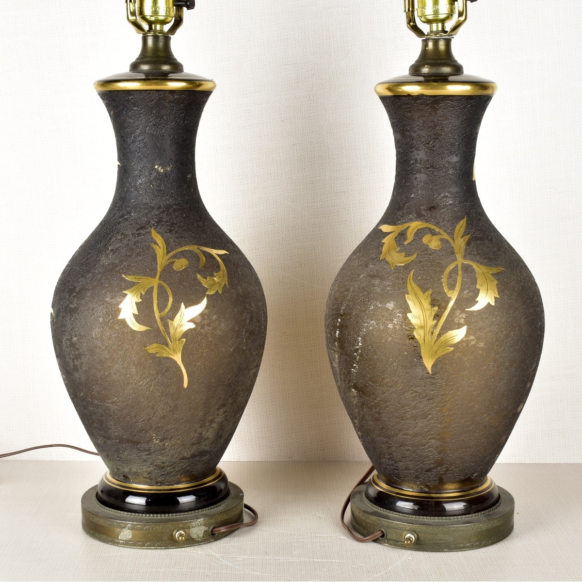 Pair of Fugre Taube Cameo Lamps