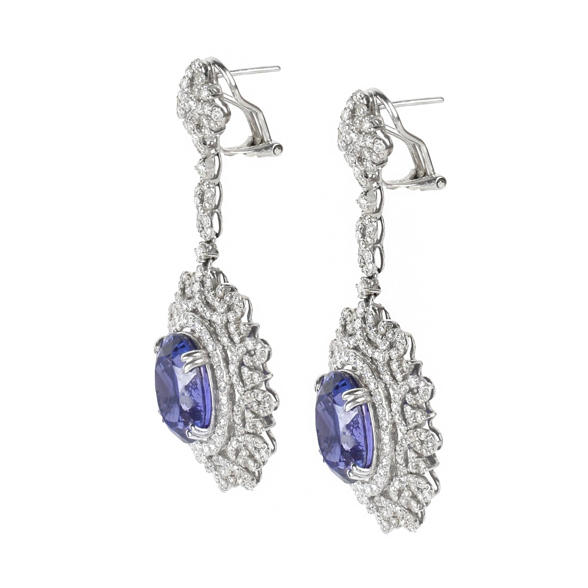 Tanzanite, Diamond and 18K Earrings