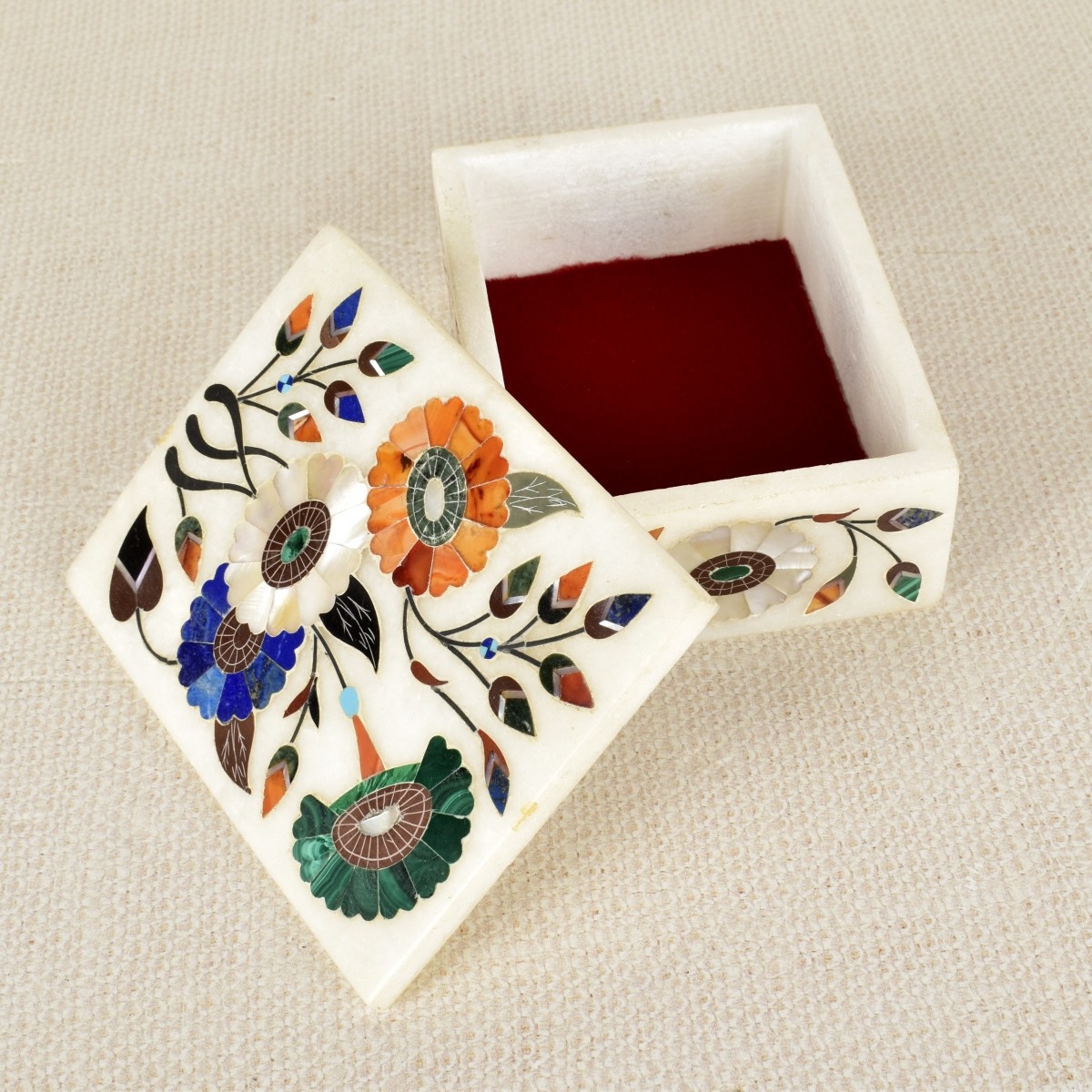 Indian White Marble Jewelry Box