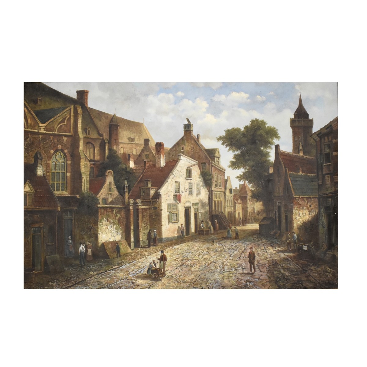 Oil On Canvas of a European Street Scene