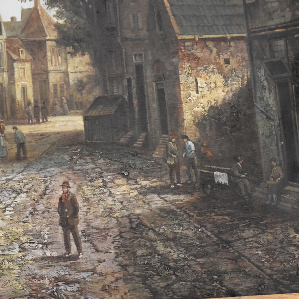 Oil On Canvas of a European Street Scene