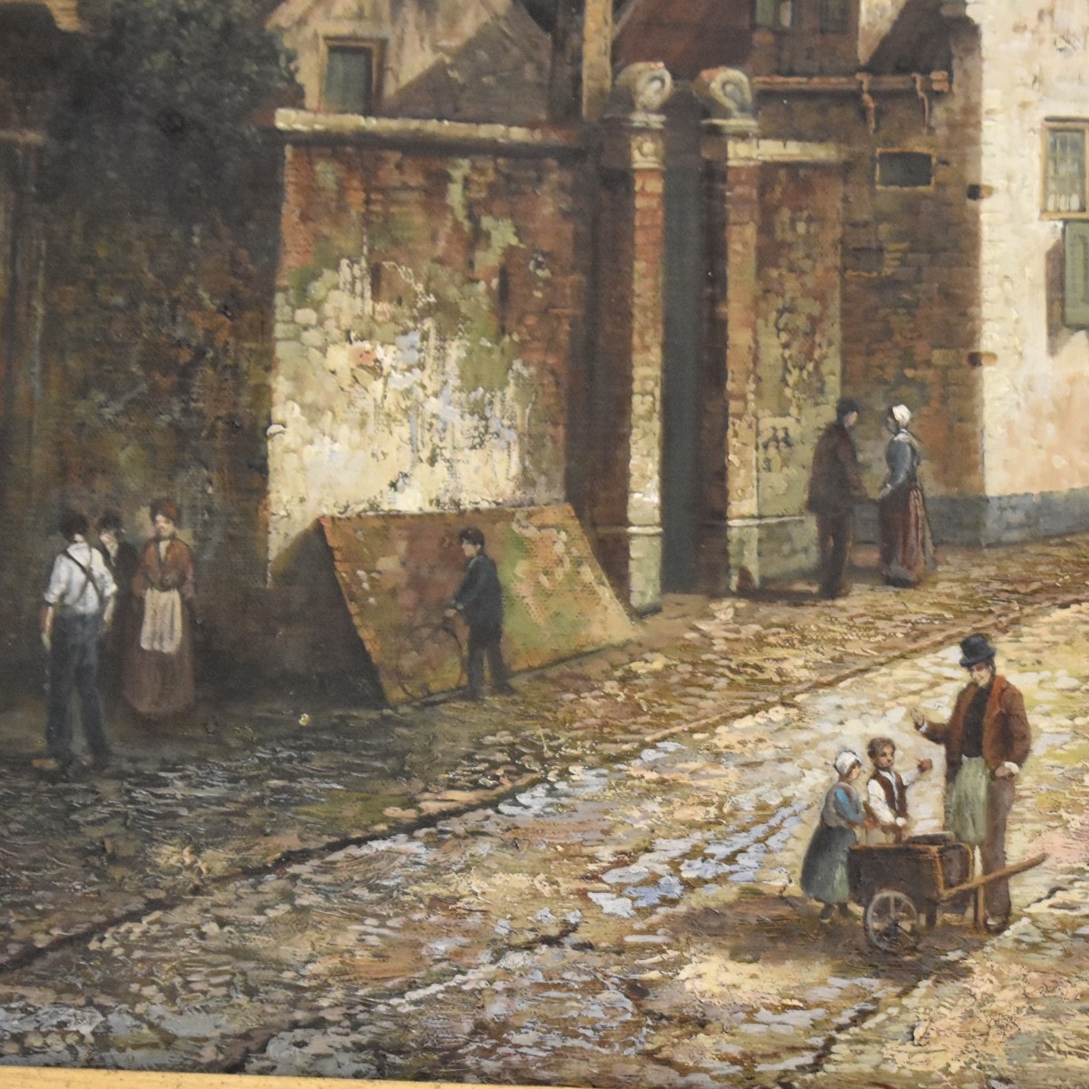 Oil On Canvas of a European Street Scene