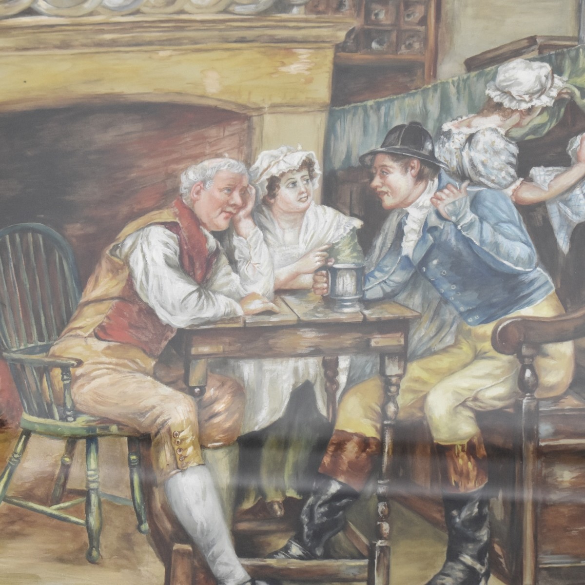 Framed Water Color of a Tavern Scene.