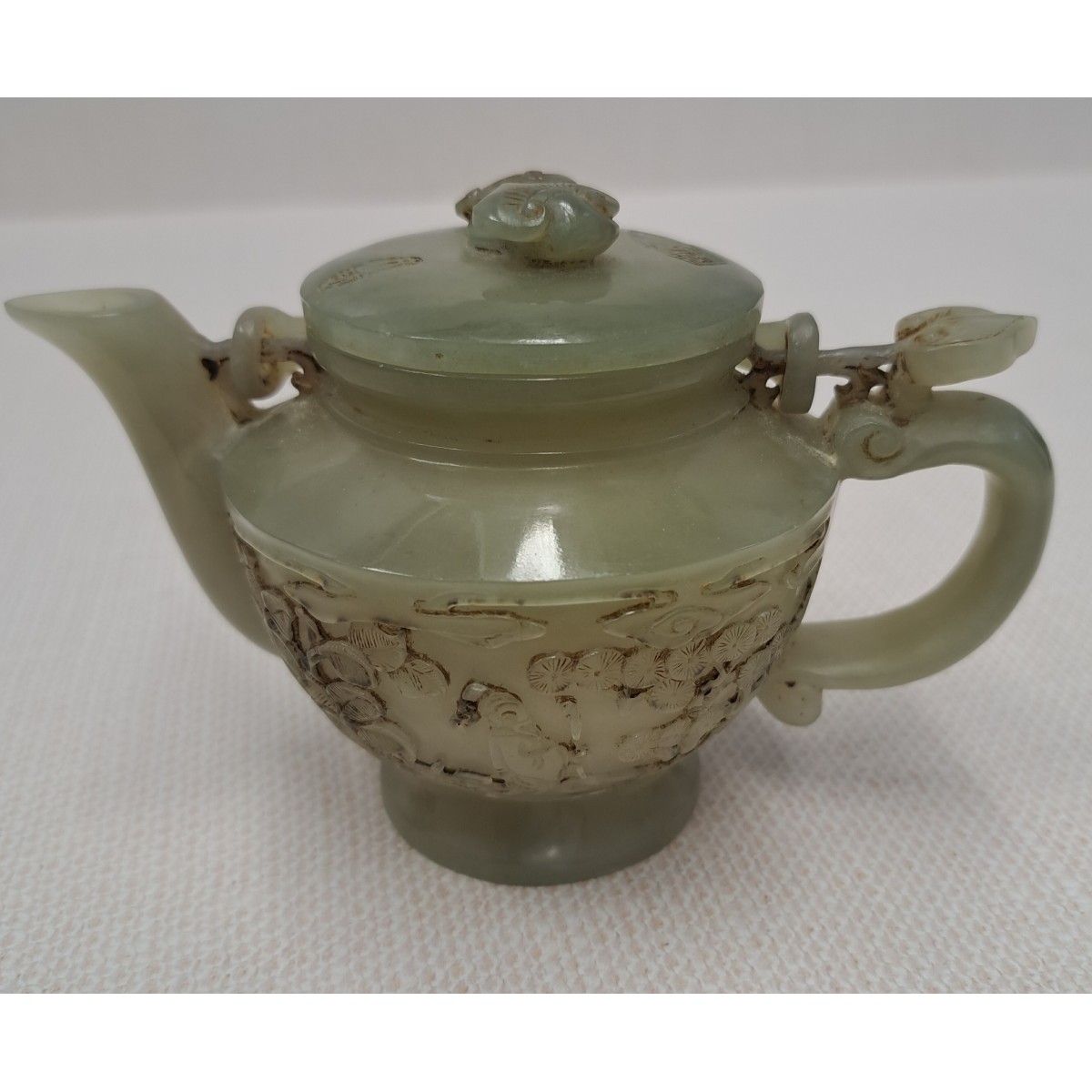 20C Chinese Carved Jade Lidded Teapot