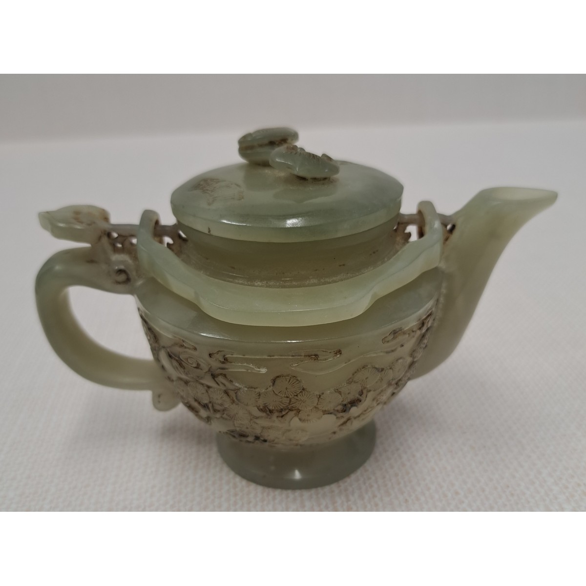 20C Chinese Carved Jade Lidded Teapot