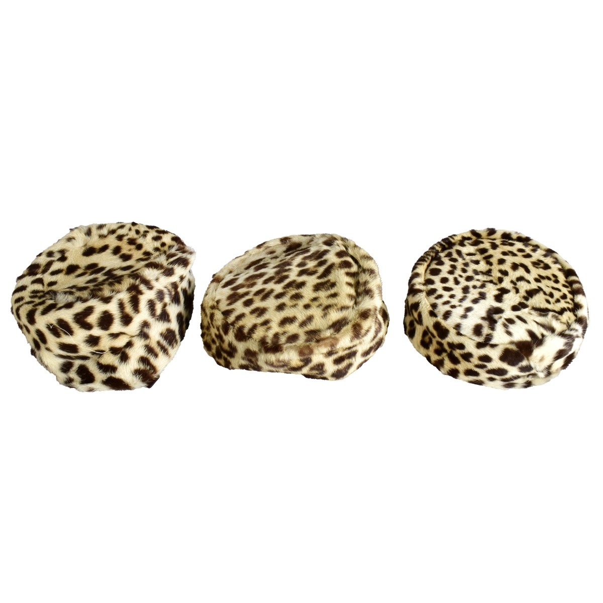 Three (3) Genuine Leopard Skin Hats