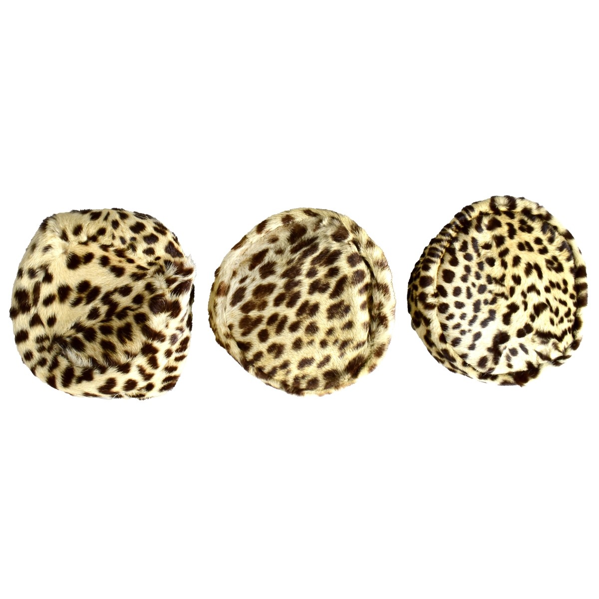 Three (3) Genuine Leopard Skin Hats