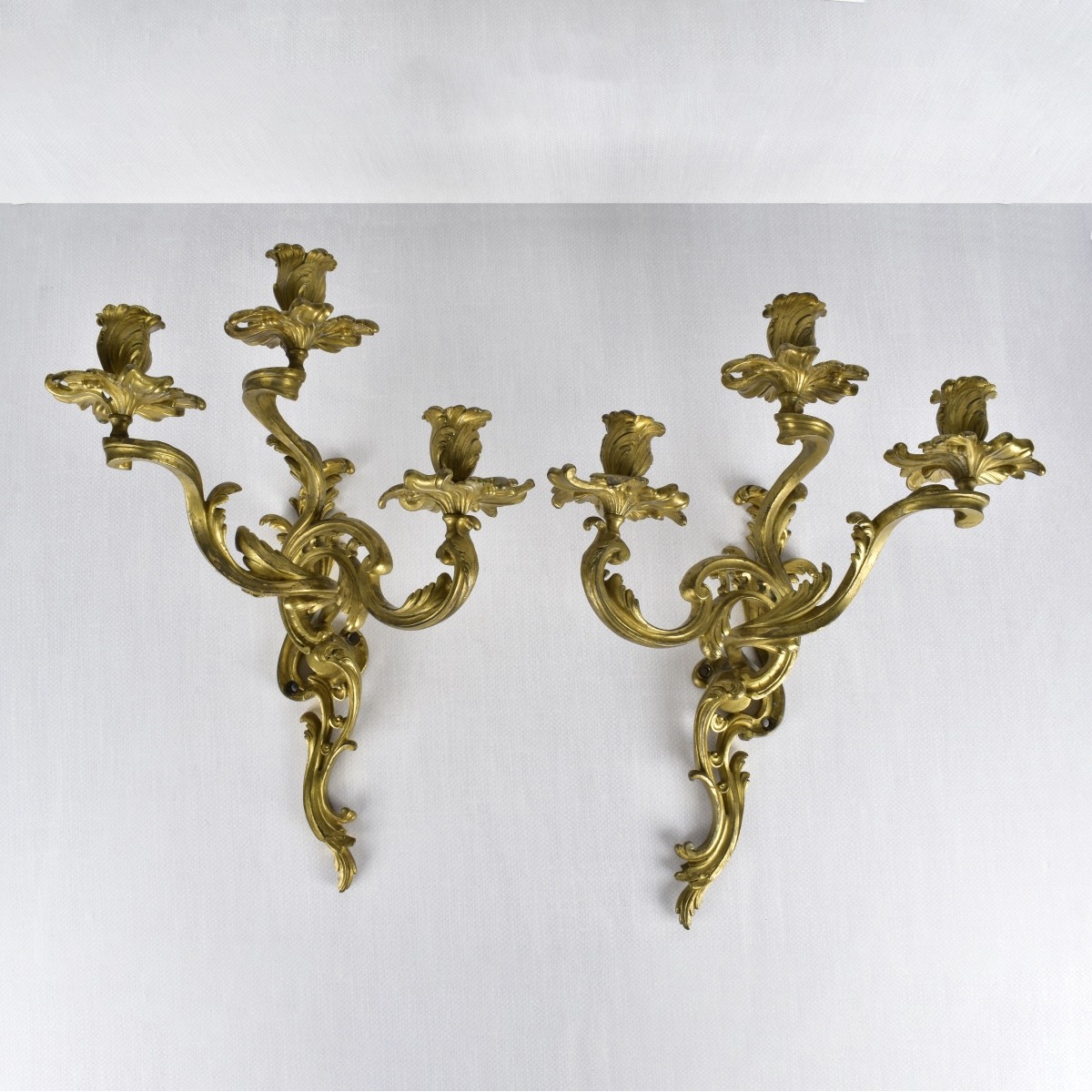 Pr. 19/20C French Gilt Bronze Sconces