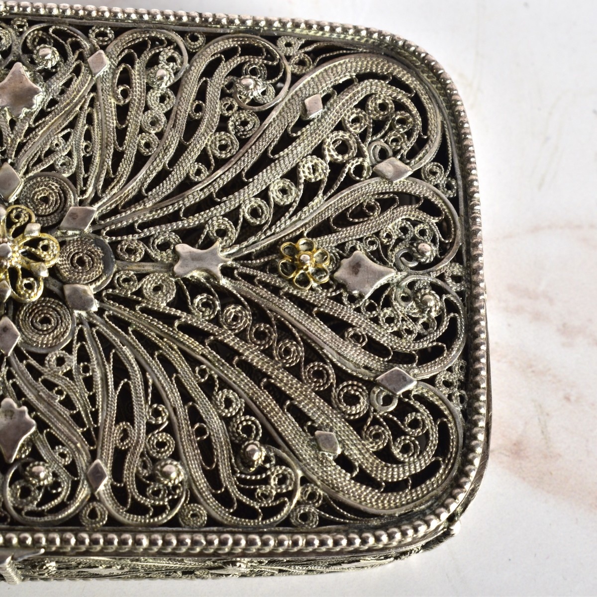 Antique Floral Reticulated Silver Box