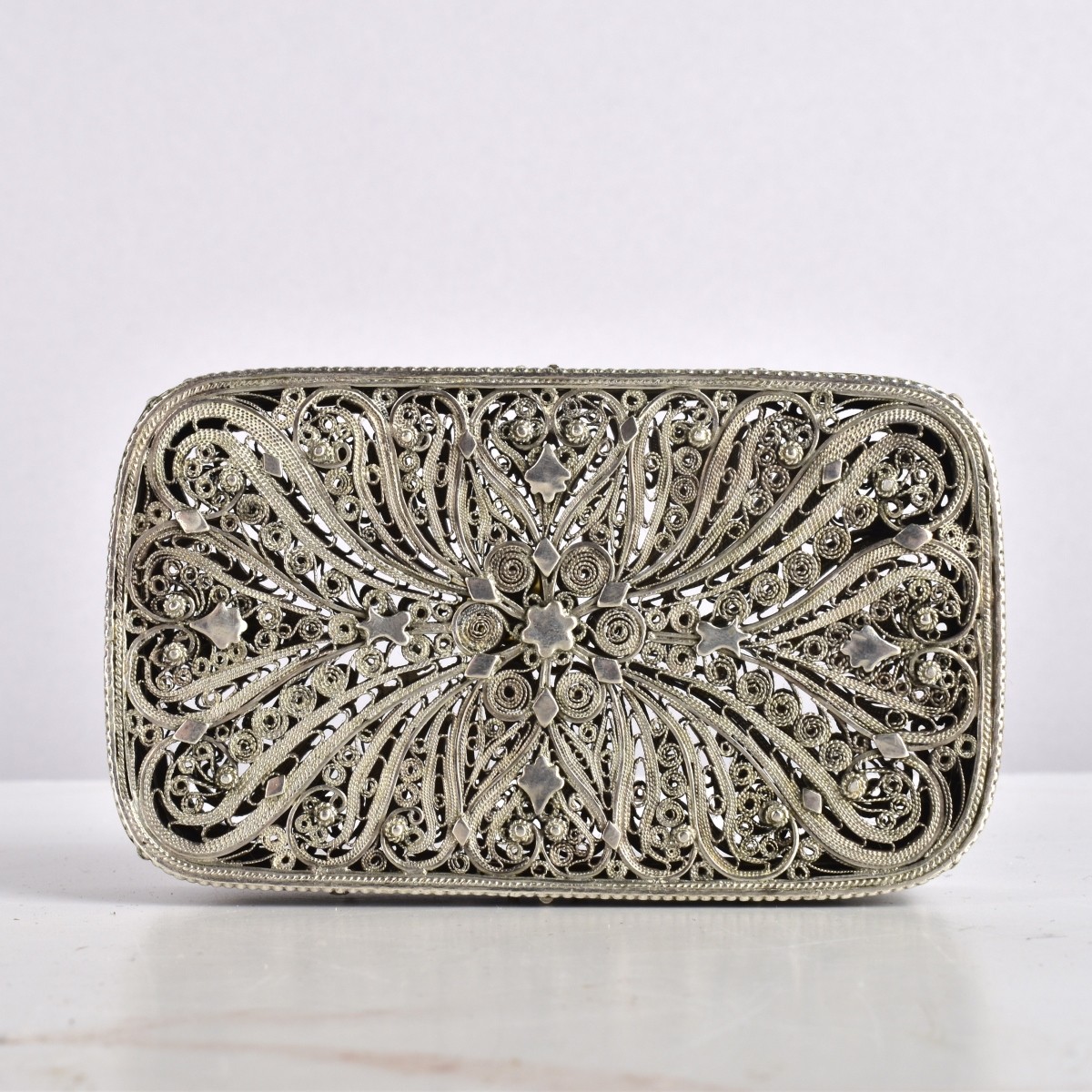 Antique Floral Reticulated Silver Box