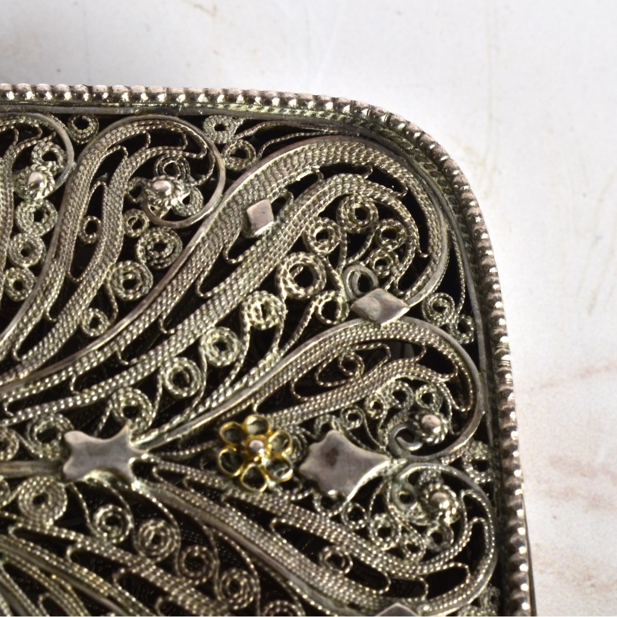 Antique Floral Reticulated Silver Box