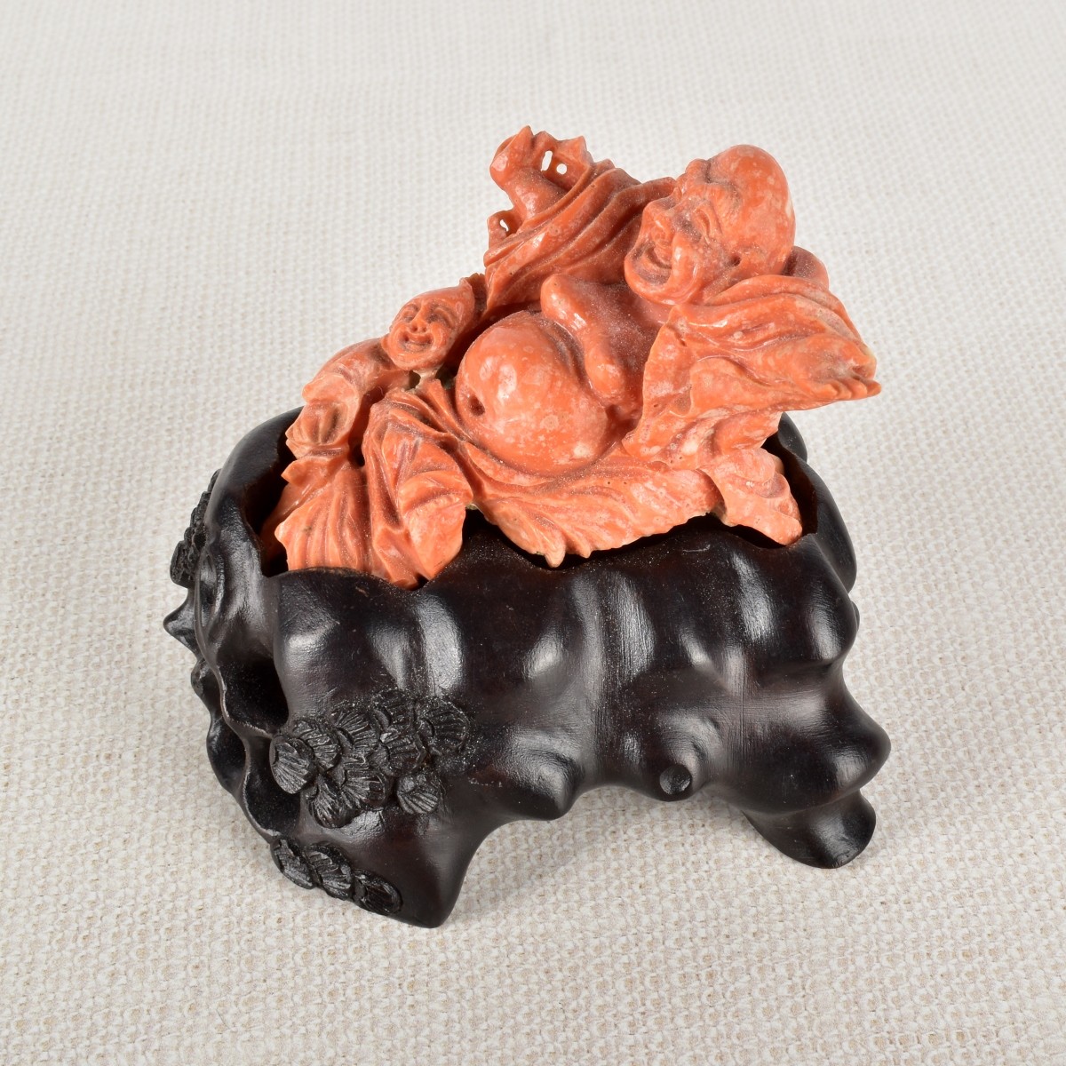 Chinese Nature Red Coral Carved Buddha