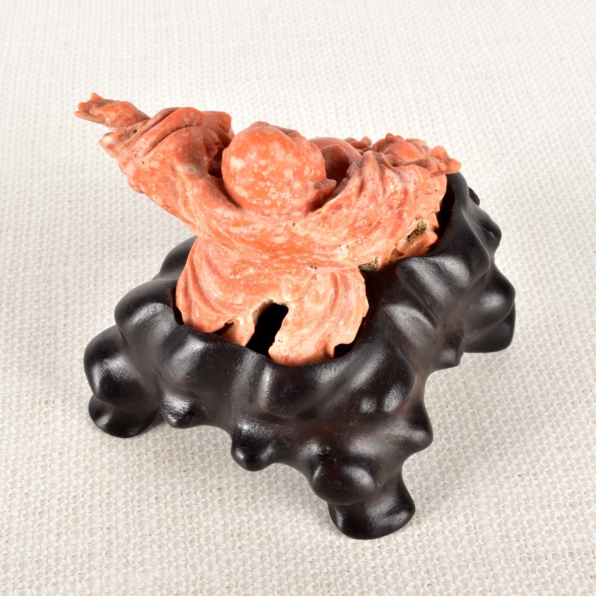 Chinese Nature Red Coral Carved Buddha