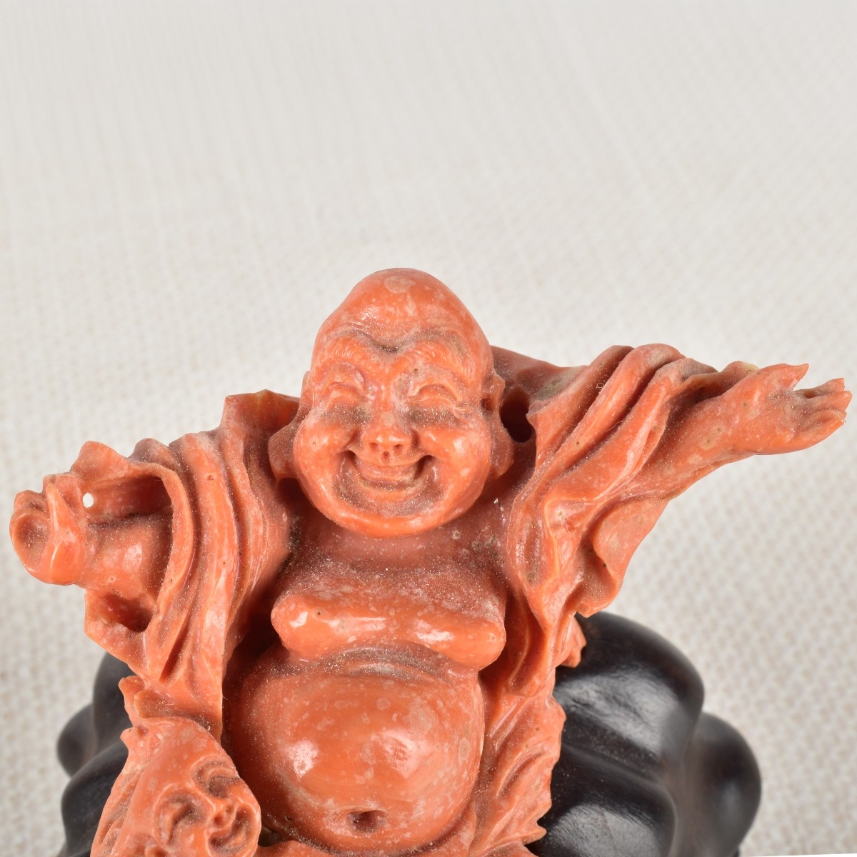 Chinese Nature Red Coral Carved Buddha