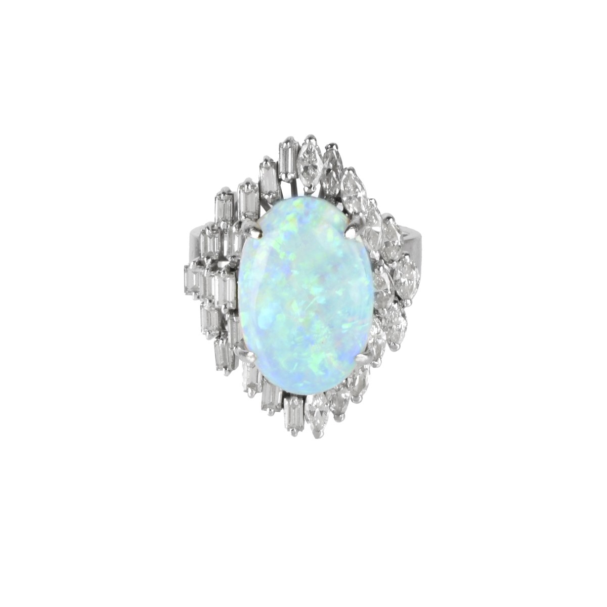 Opal, Diamond and 18K Ring