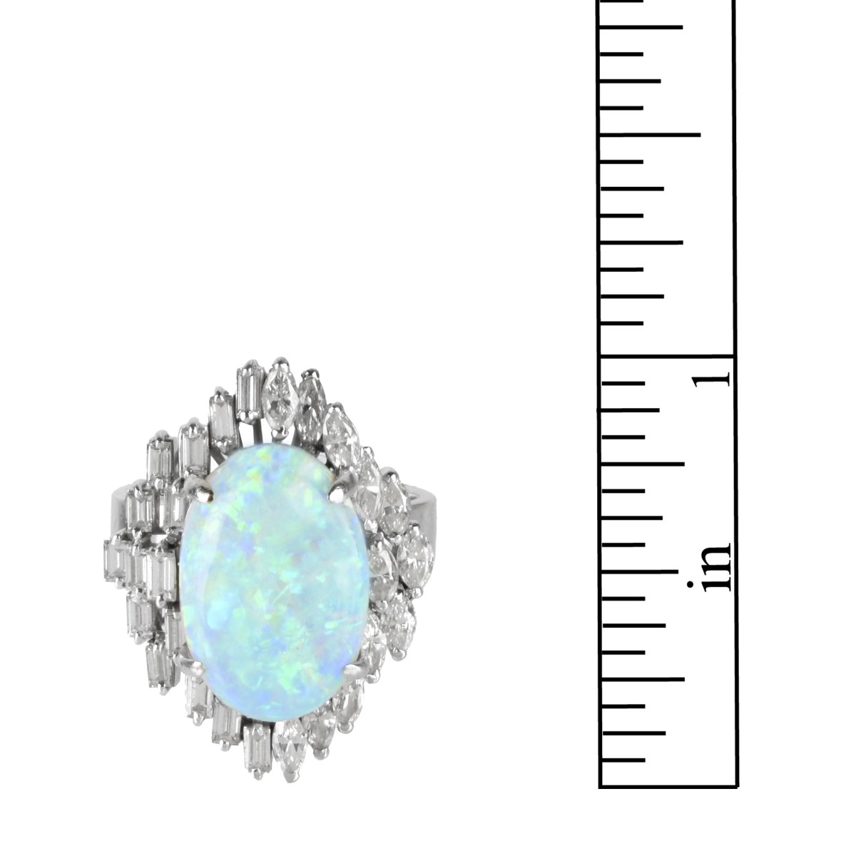 Opal, Diamond and 18K Ring