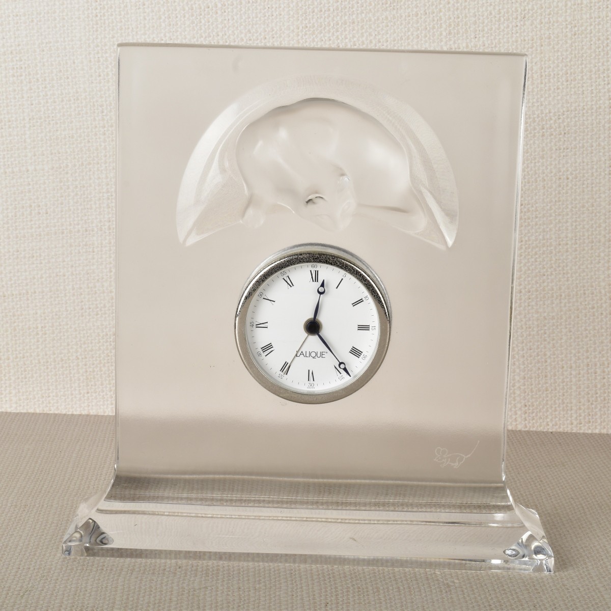 Lalique "Chat Horloge" Crystal Clock