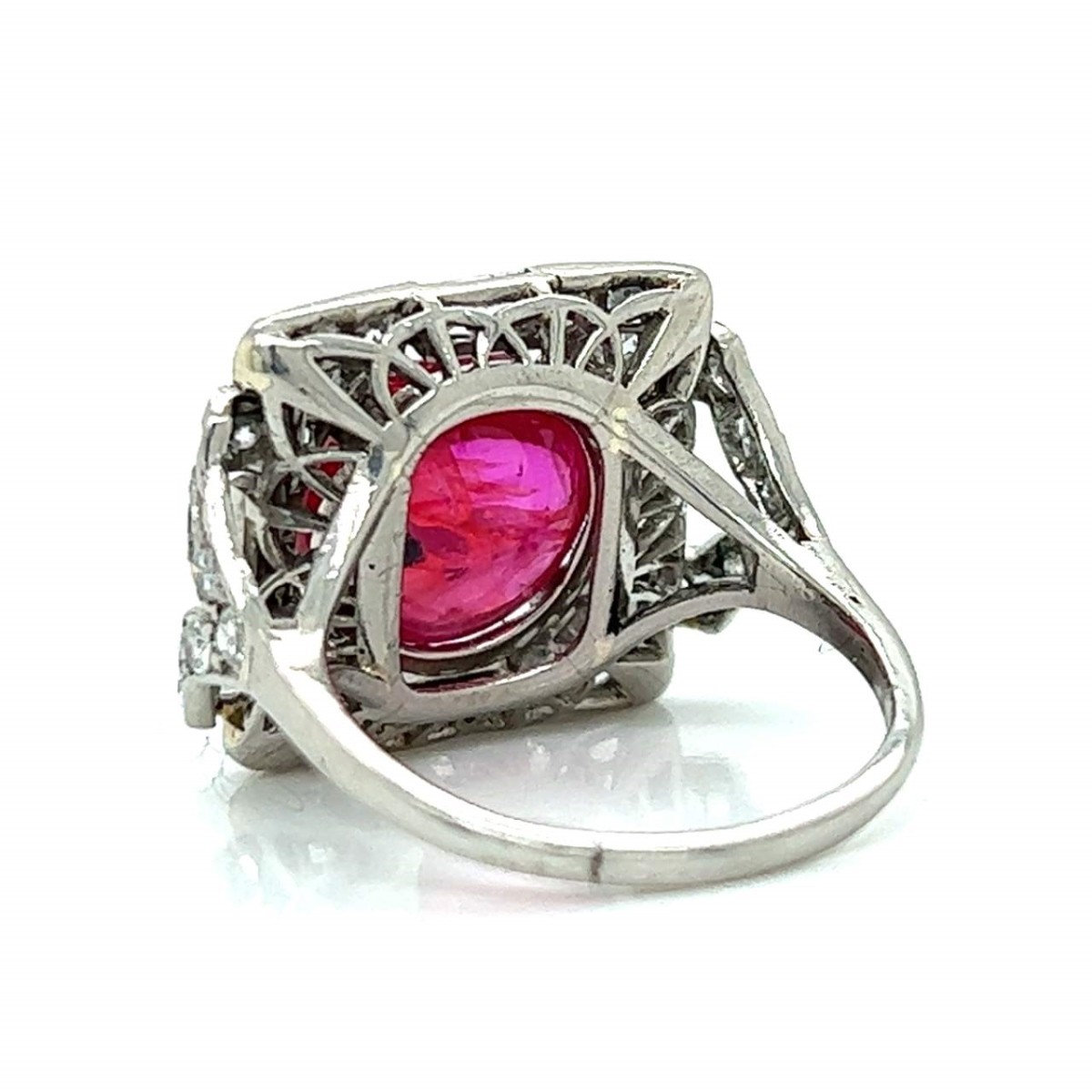 Deco Ruby, Diamond and Platinum Ring