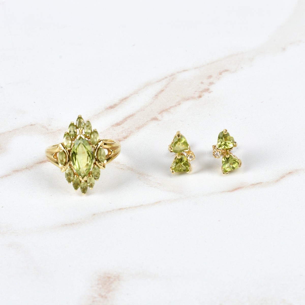 Peridot, Diamond and 14K Jewelry