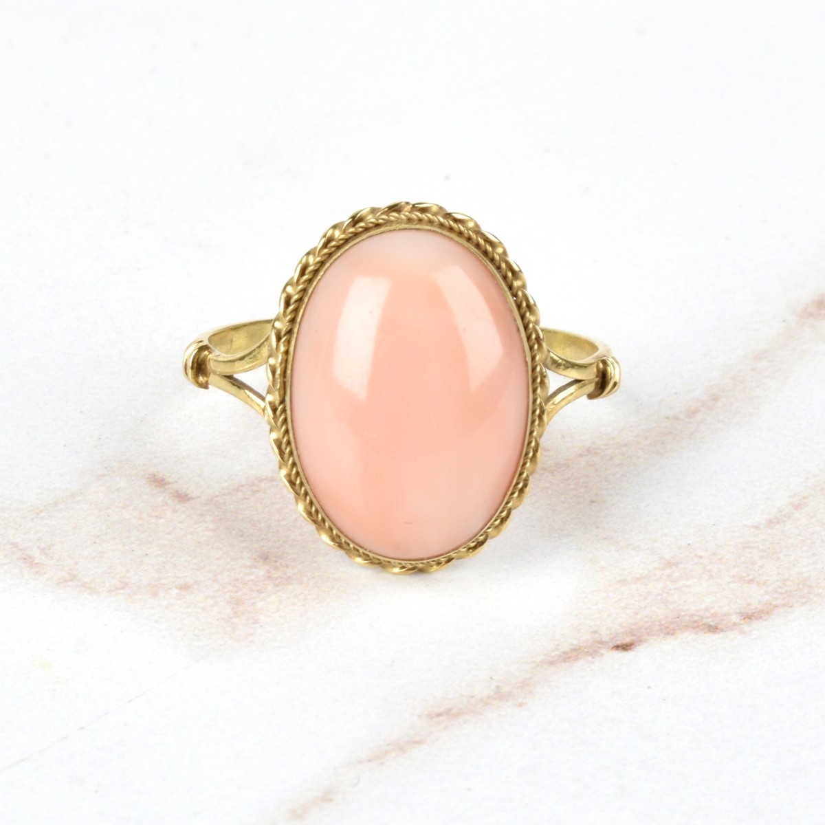 Angel Skin Coral and 18K Ring