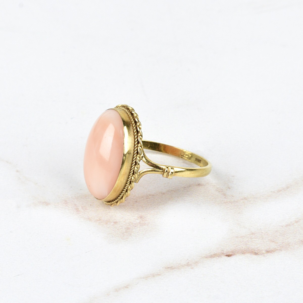 Angel Skin Coral and 18K Ring