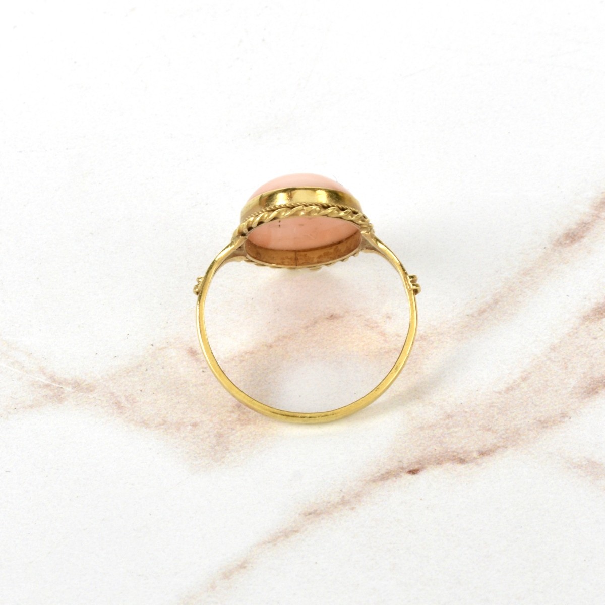 Angel Skin Coral and 18K Ring