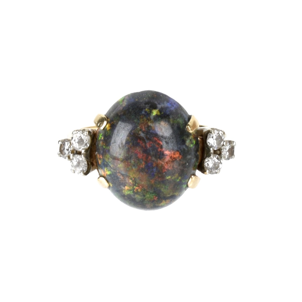 Opal, Diamond and 14K Ring