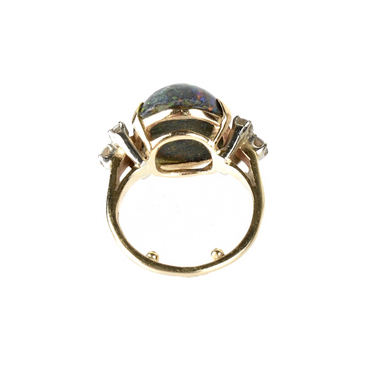 Opal, Diamond and 14K Ring