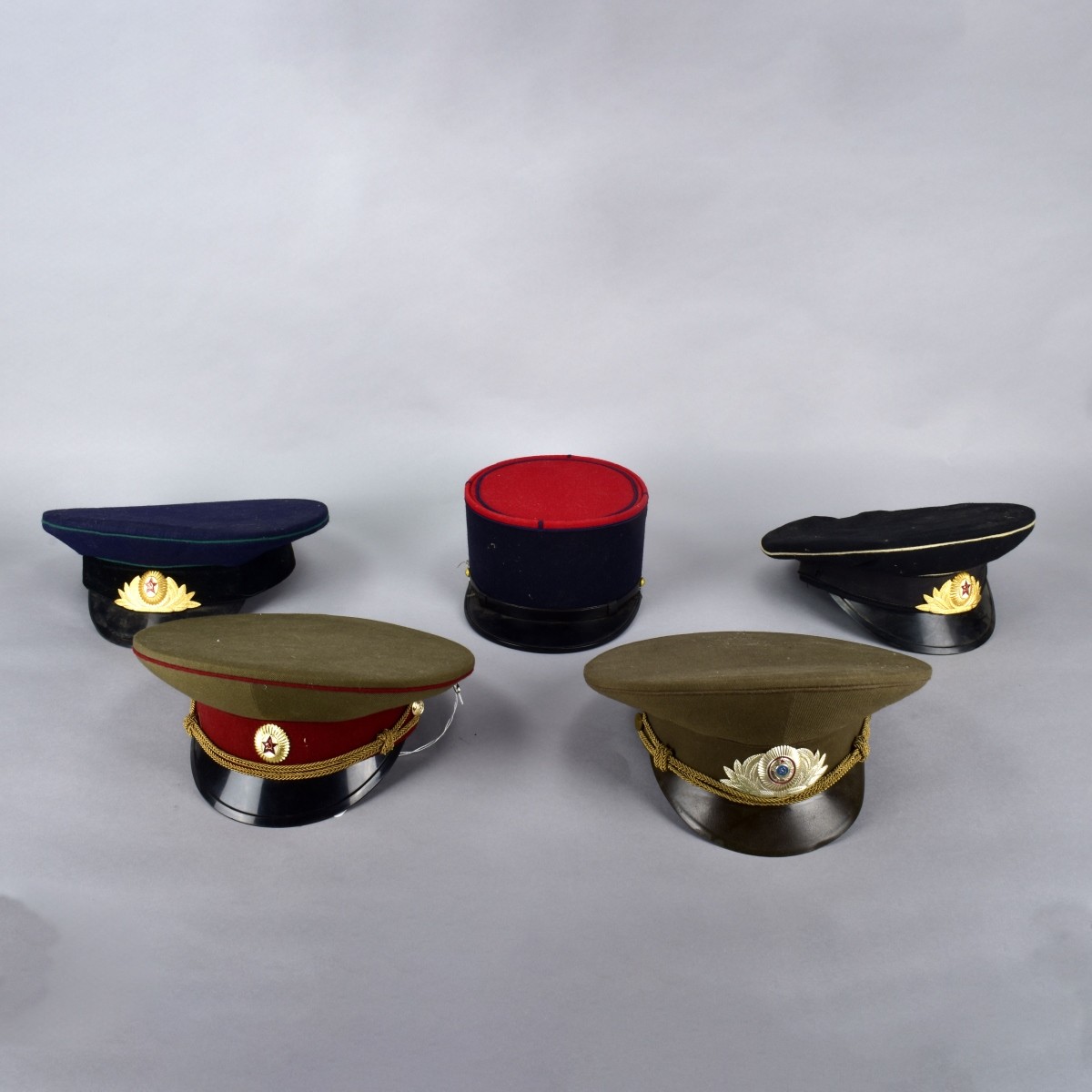 Five Assorted Military Hats