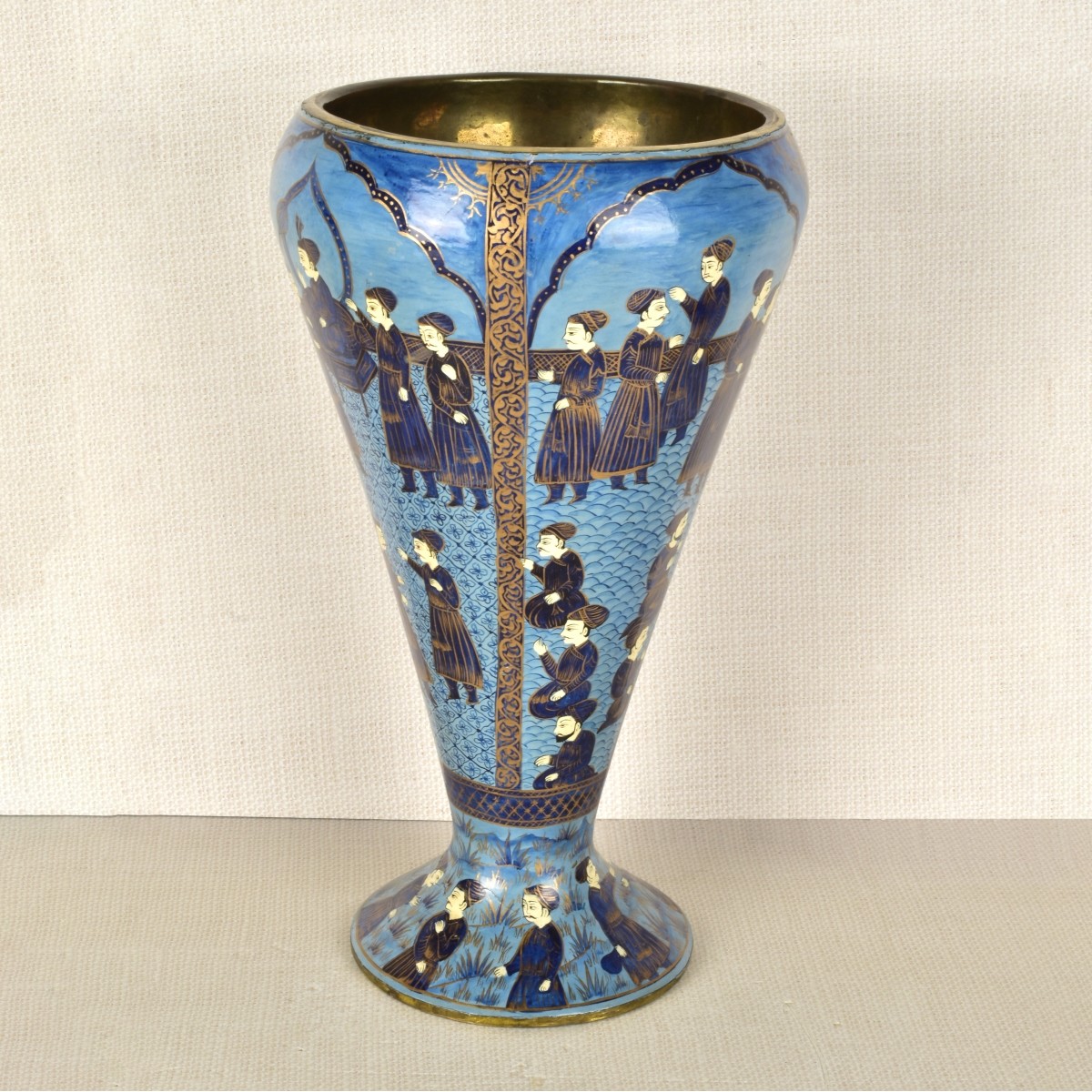 Handpainted Indo Persian Court Scene Vase