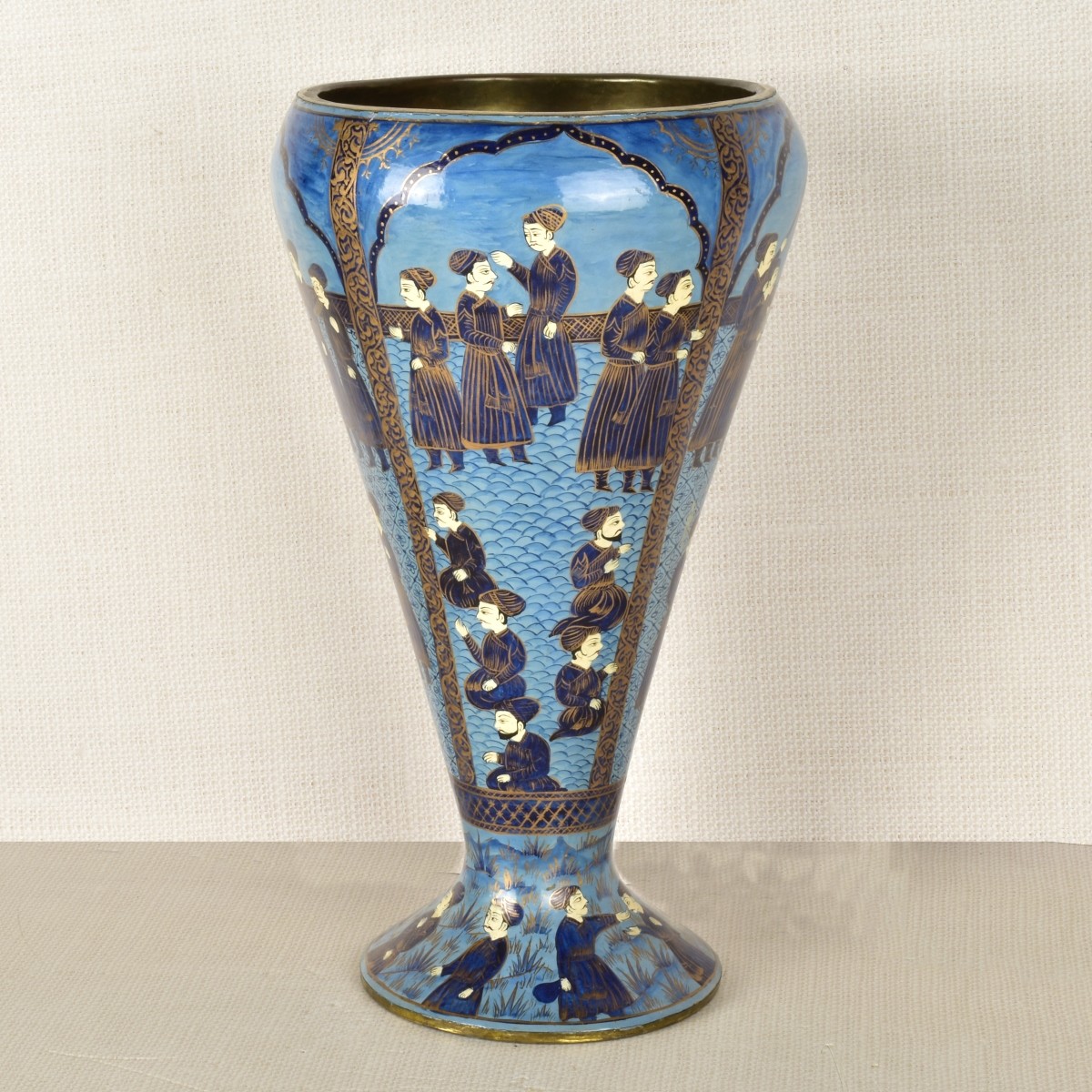 Handpainted Indo Persian Court Scene Vase