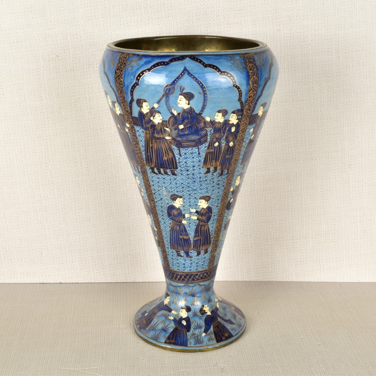 Handpainted Indo Persian Court Scene Vase