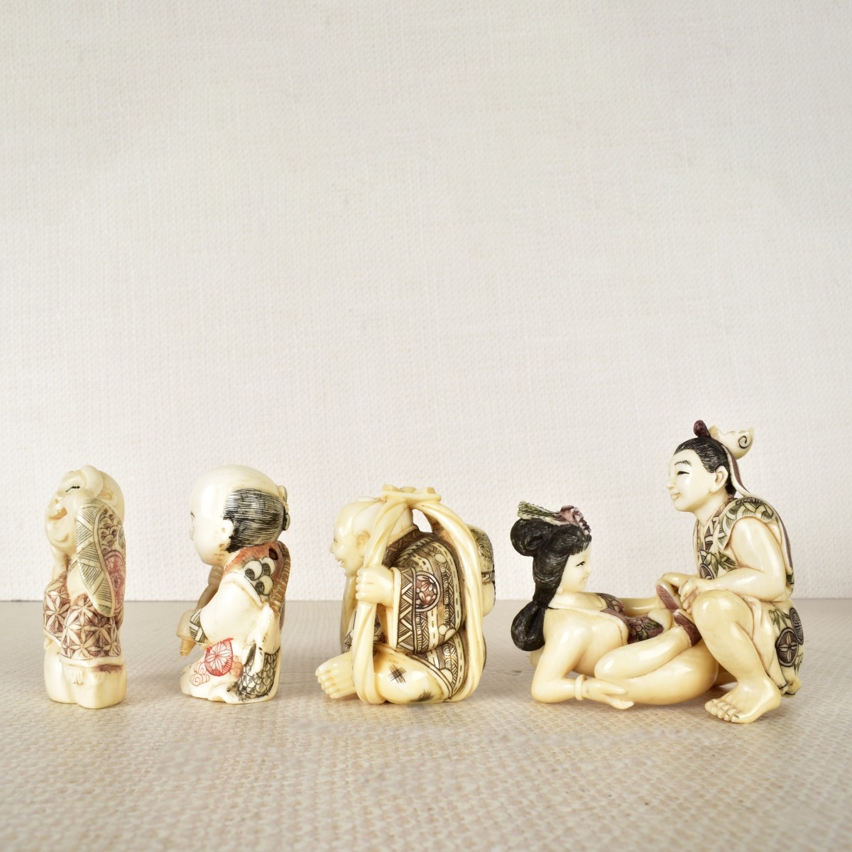 Five Asian Hand Carved Figurines