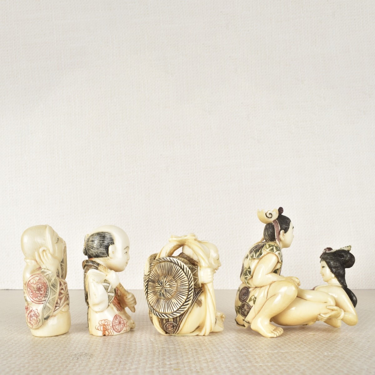 Five Asian Hand Carved Figurines