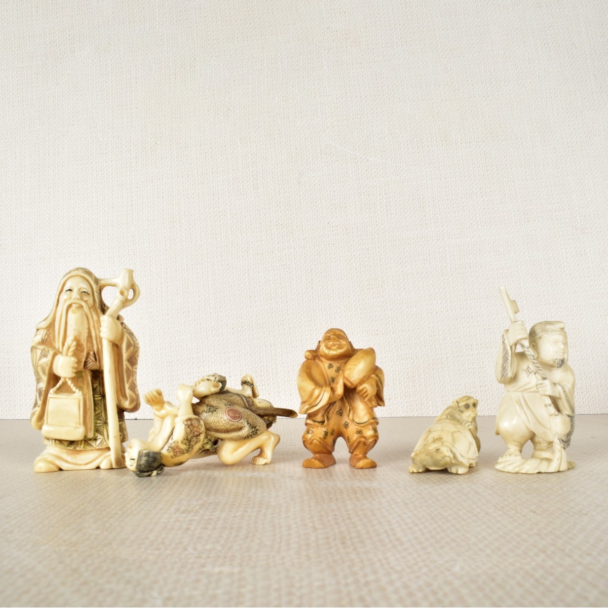 Five Asian Hand Carved Netsuke Figurines