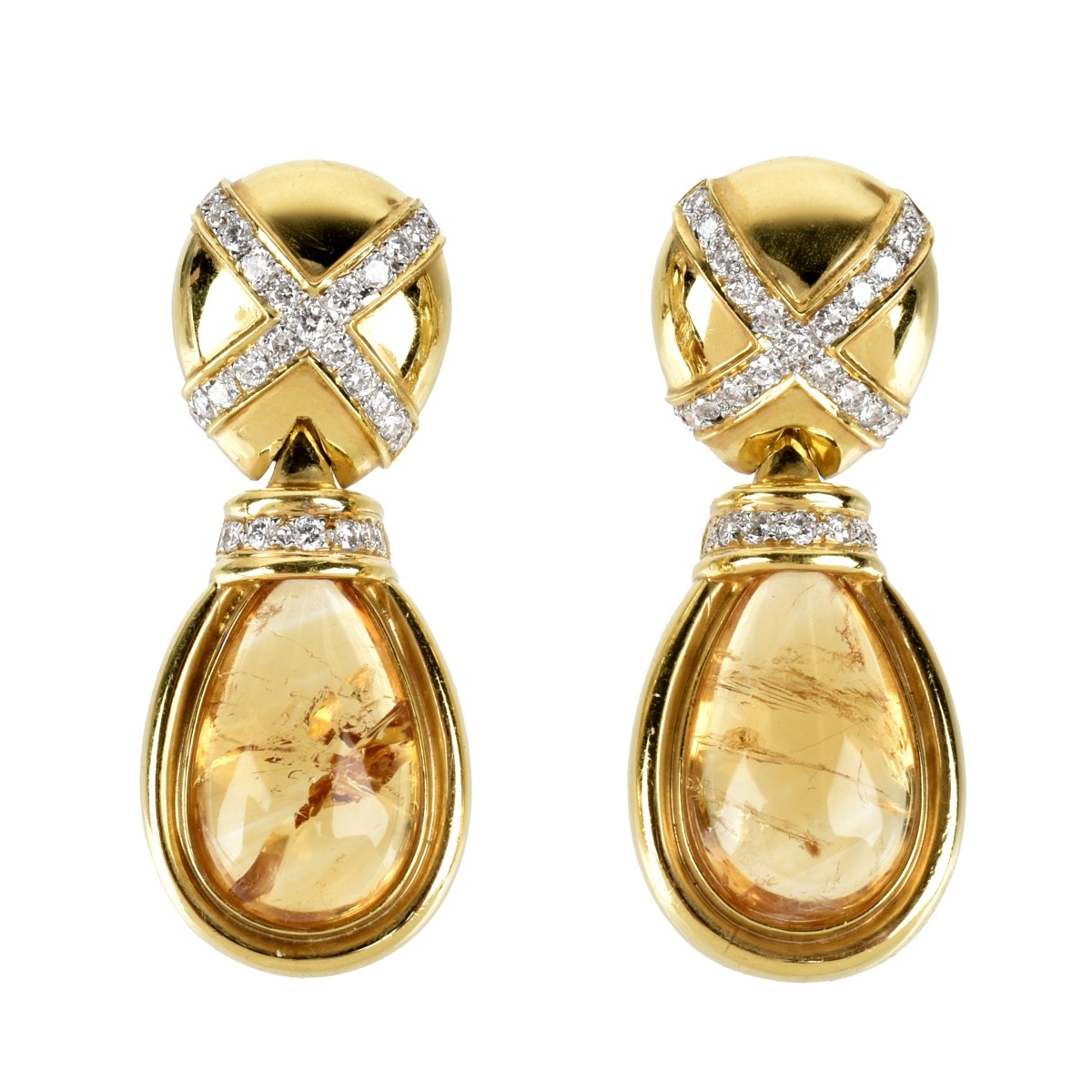 Citrine, Diamond and 18K Earrings