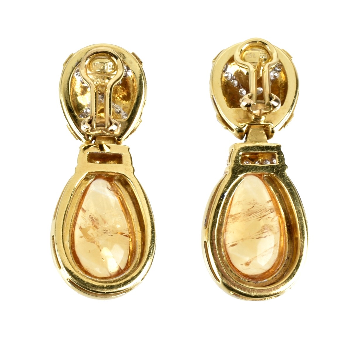 Citrine, Diamond and 18K Earrings