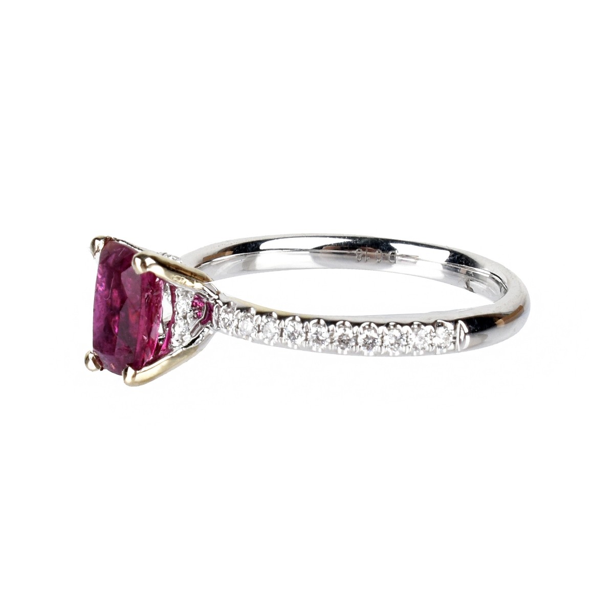 Rubelite, Diamond and 18K Ring