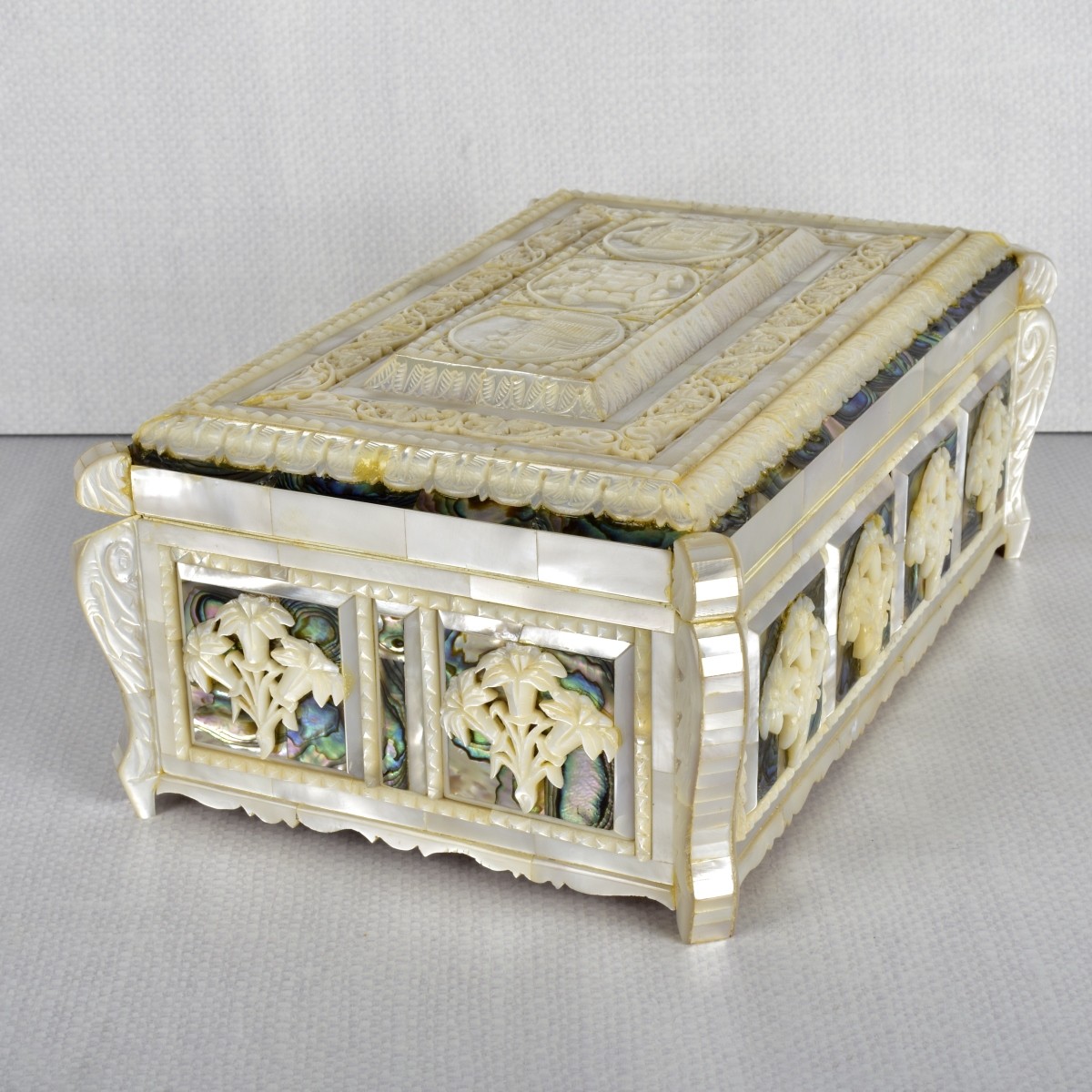 Mother of Pearl Carved Casket Box