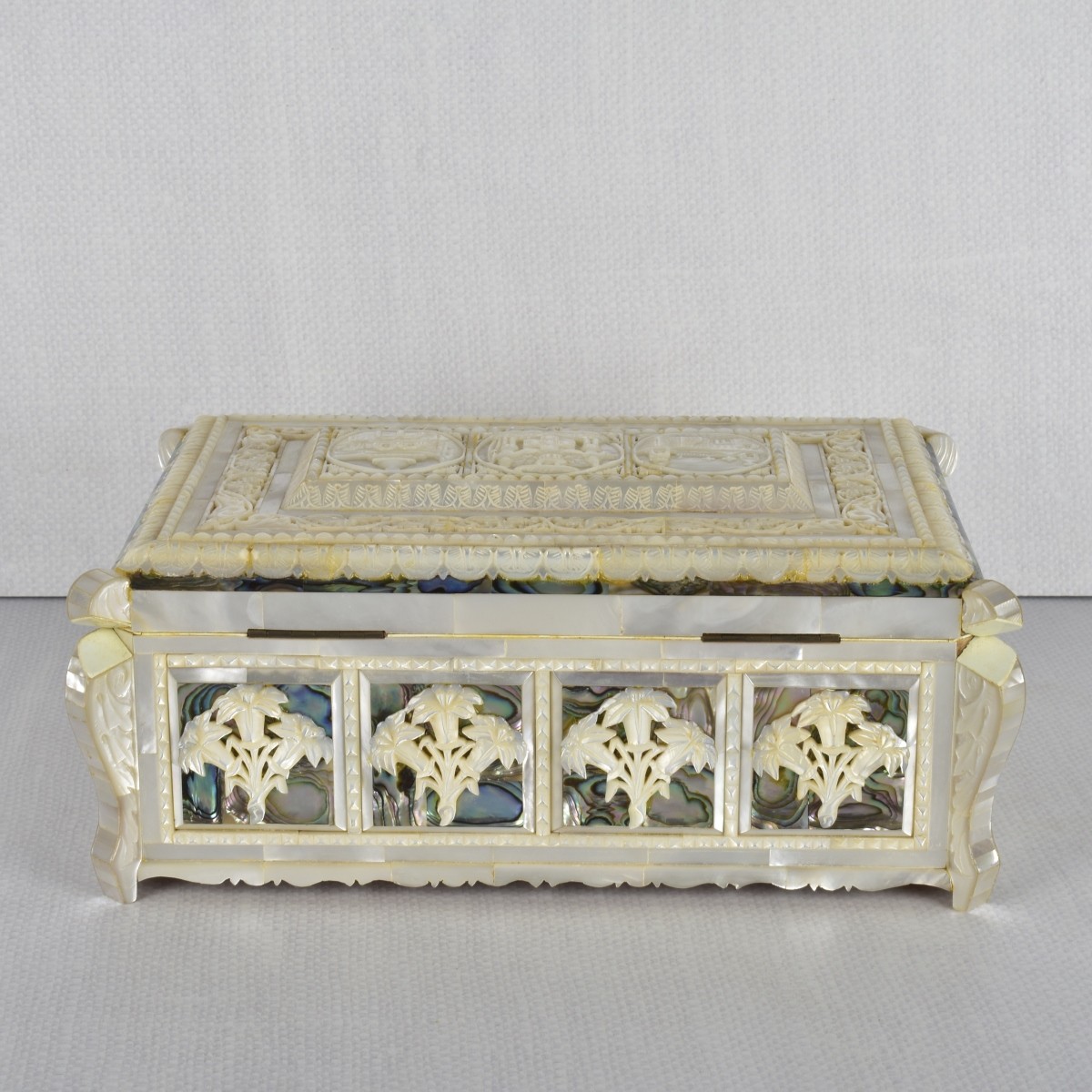 Mother of Pearl Carved Casket Box