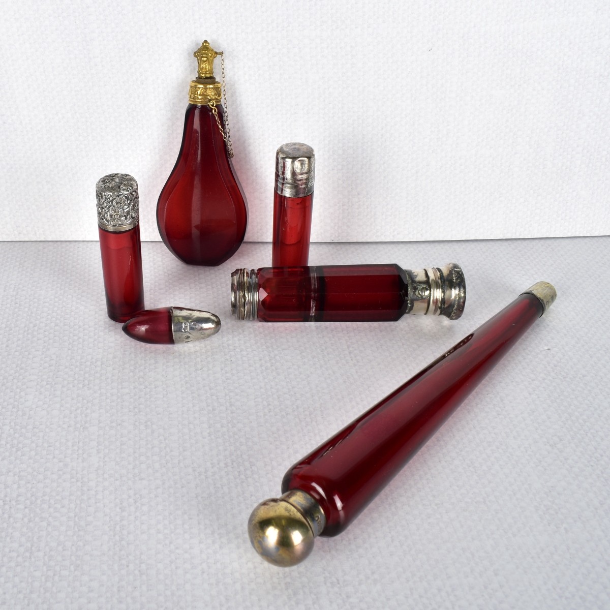 Antique Ruby Glass Scent Bottles