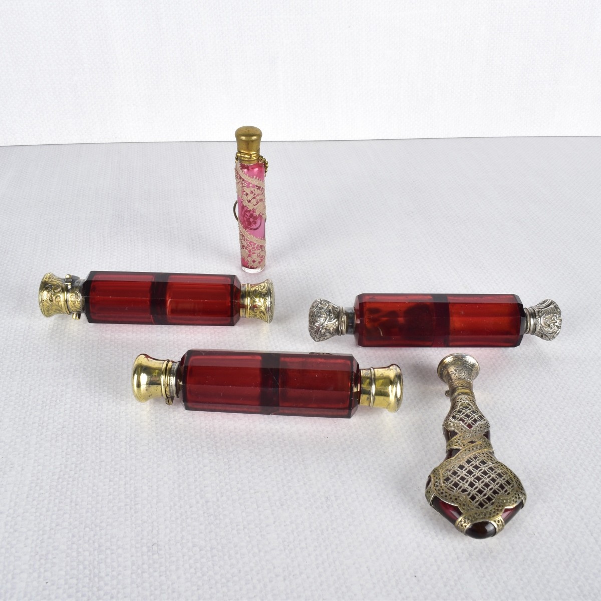 Antique Ruby Glass Scent Bottles