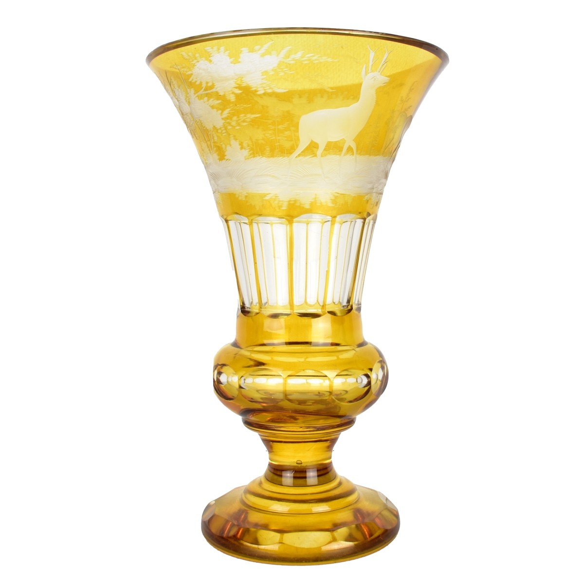 Bohemian Amber Footed Glass Vase