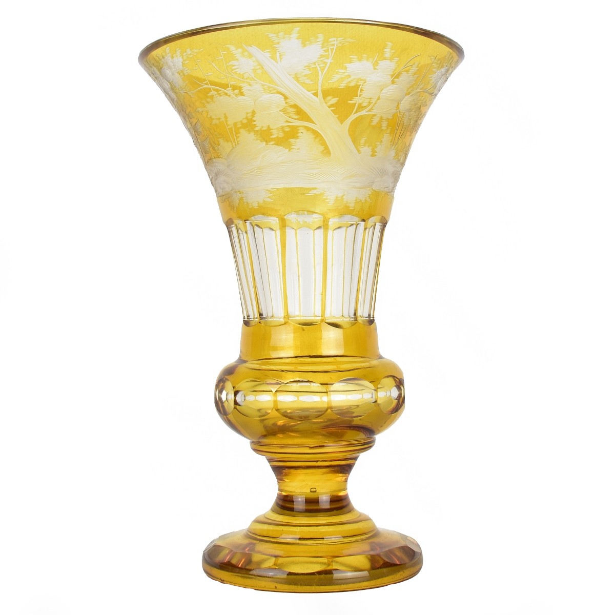 Bohemian Amber Footed Glass Vase