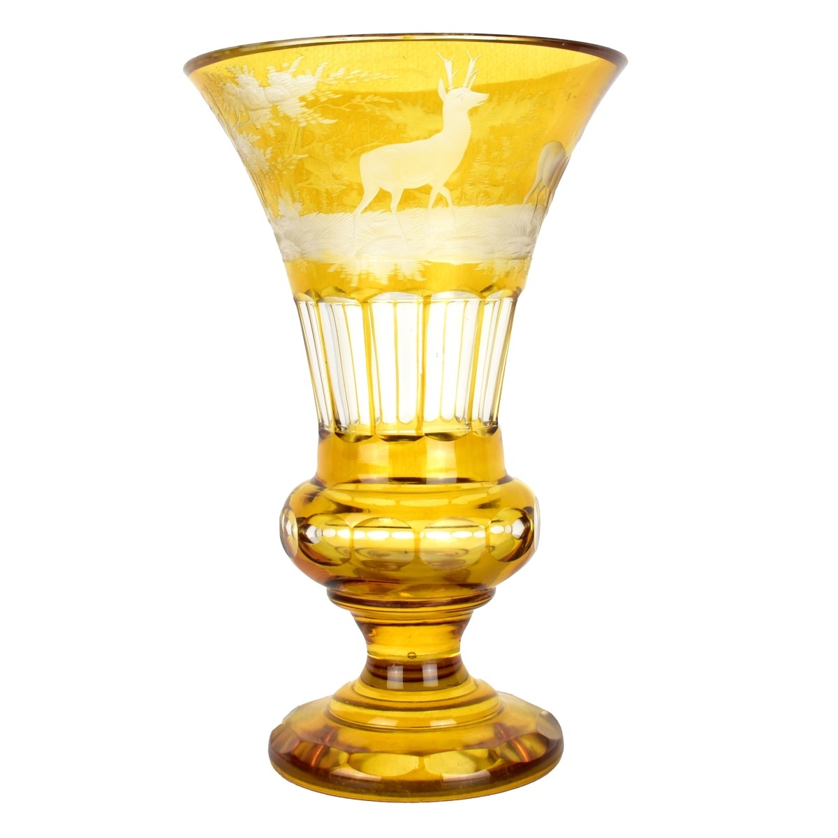 Bohemian Amber Footed Glass Vase