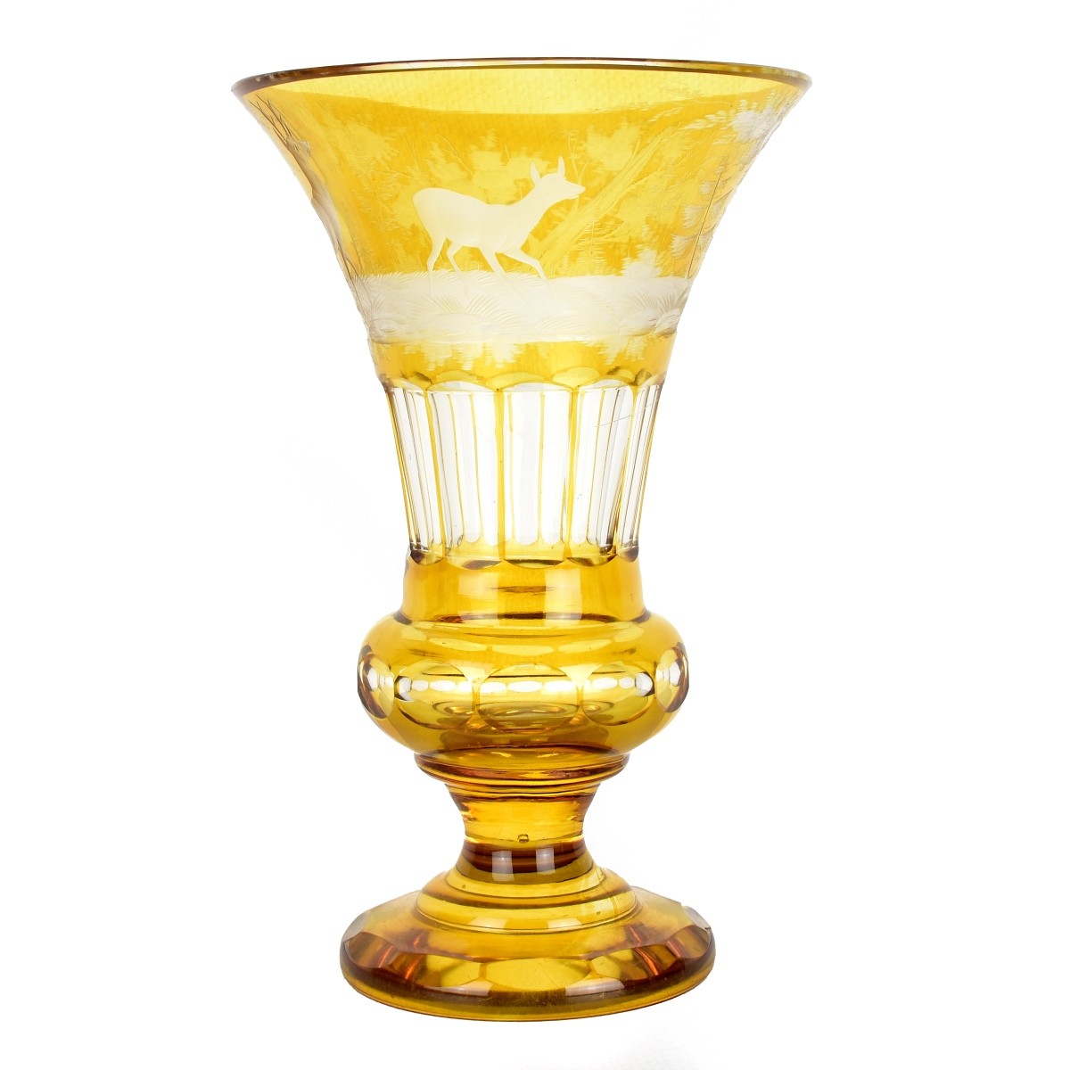 Bohemian Amber Footed Glass Vase